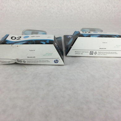 Genuine HP 02 Light Cyan Cartridge C8774WN, Lot of 2, NEW Sealed