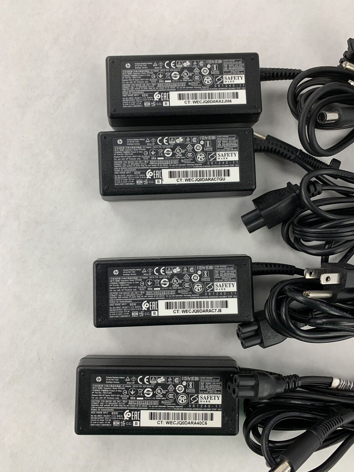Lot of 8 OEM HP 65W Laptop Charger AC Adapter 756413-003 PPP09D 19.5V 3.33A