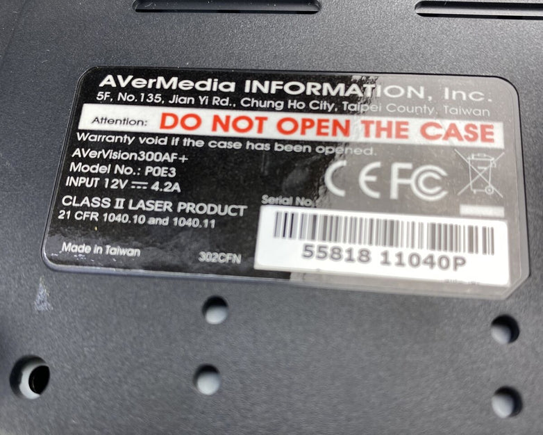 AVerMedia AVerVision300AF+ P0E3 Document Camera Projector 12V 4.2A