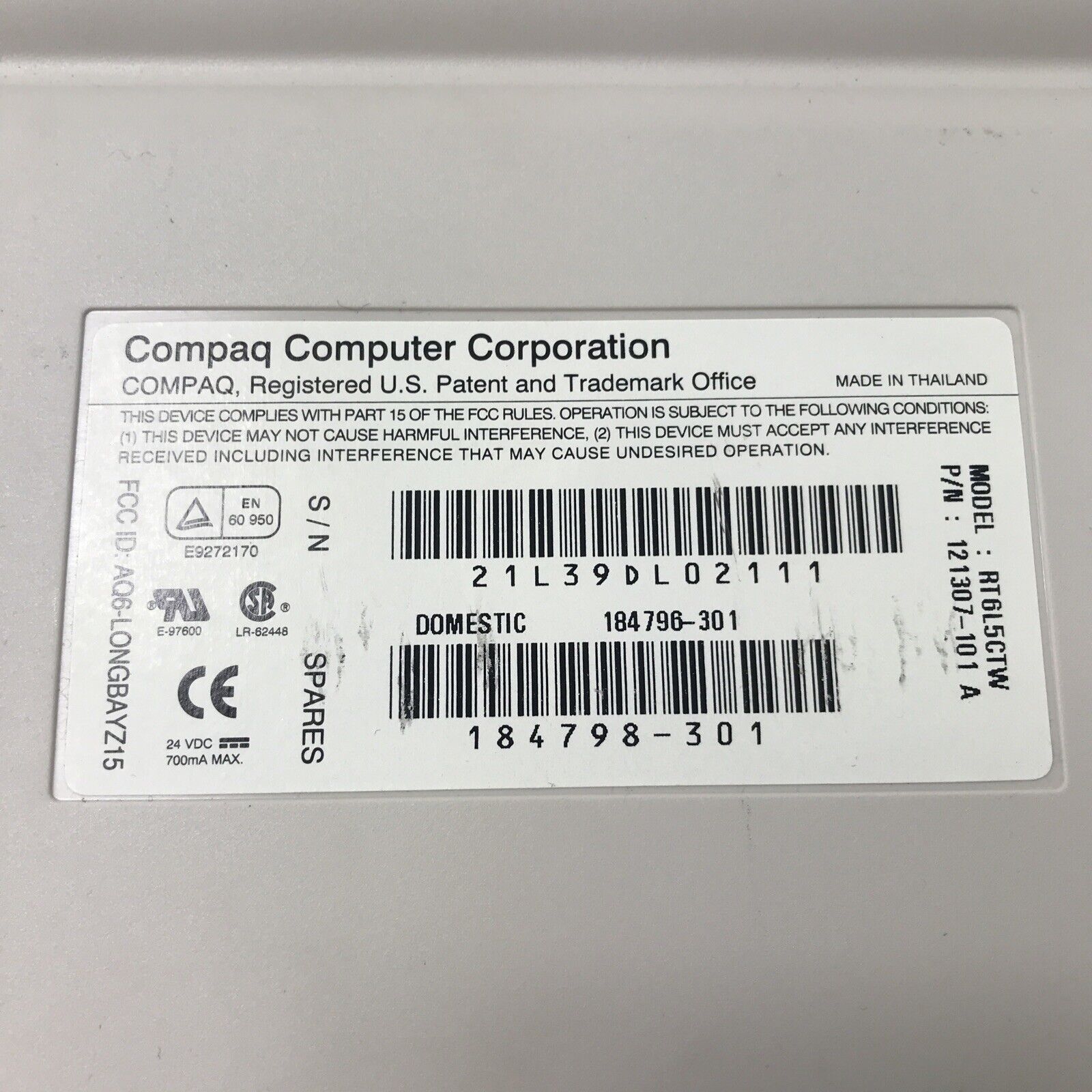 Genuine Compaq 121307-101 Keyboard RT6L5CTW