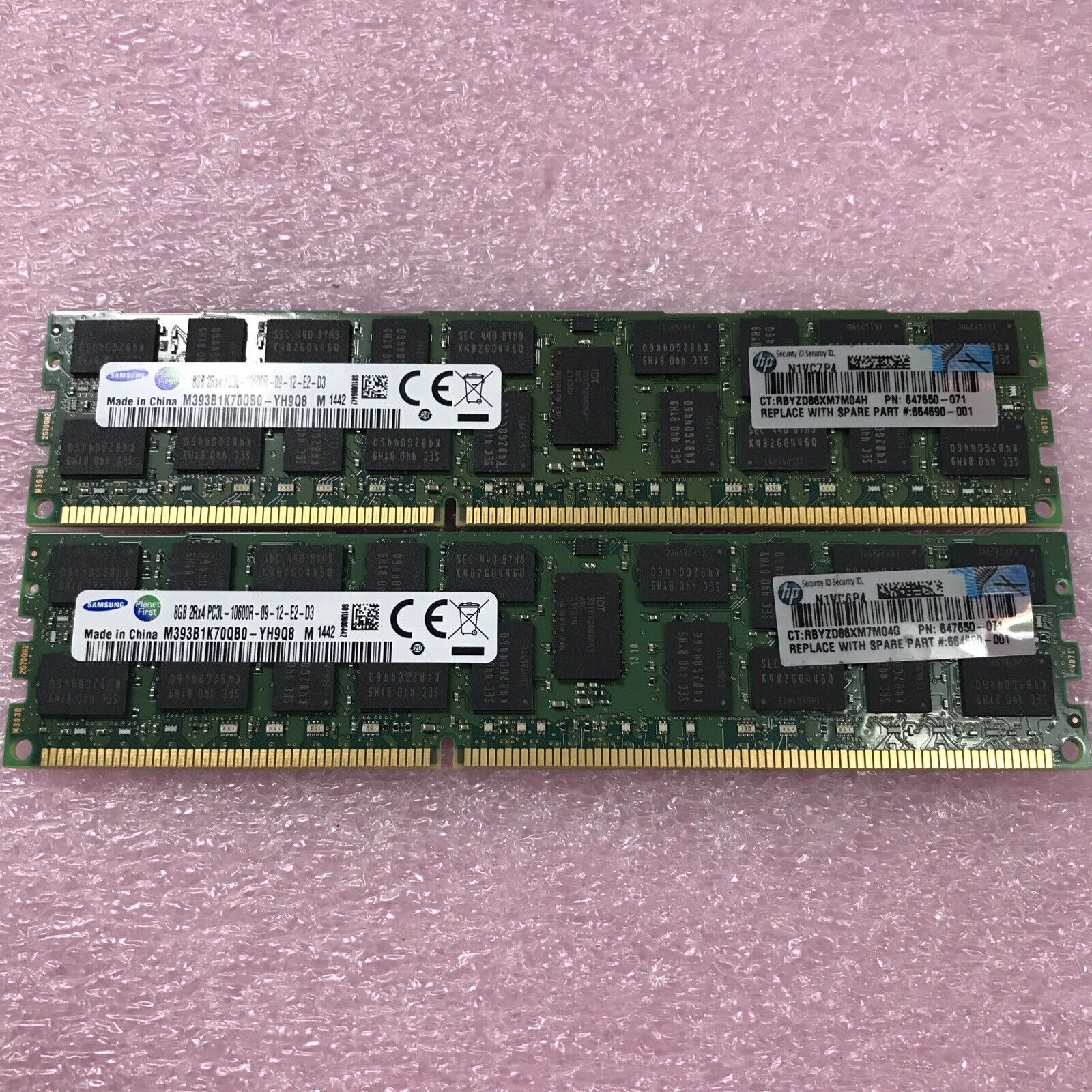 Samsung 16GB Kit 2x8GB 2Rx4 PC3L-10600R-09-12-E2-D3 Ram M393B1K70QB0-YH9Q8