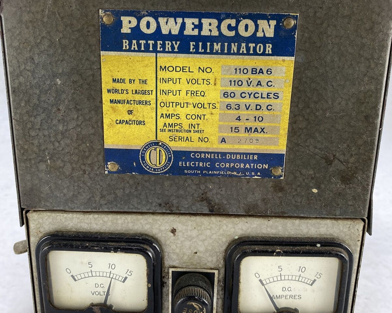 Cornell-Dubilier 110BA6 Powercon Battery Eliminator 110VAD 6.3VDC 4to10A