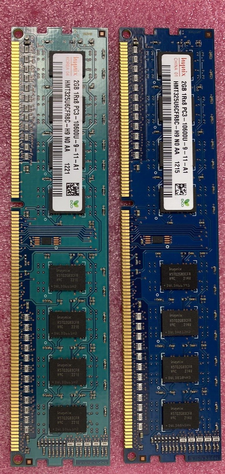 Lot of ( 2 ) 2GB Hynix HMT325U6CFR8C-H9 10600U Desktop RAM DDR3 1RX8