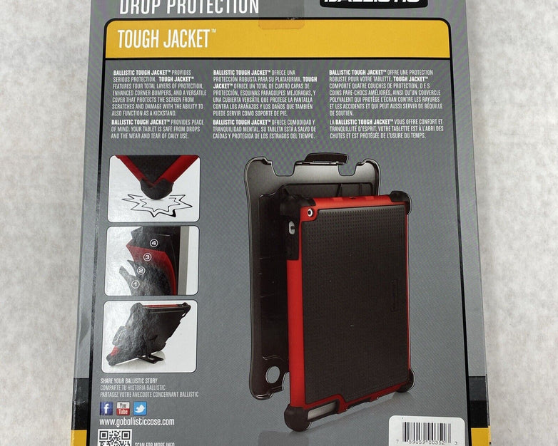 Ballistic SA0660-M355 Tough Jacket Case for Apple iPad 2nd 3rd 4th Gen Black/Red