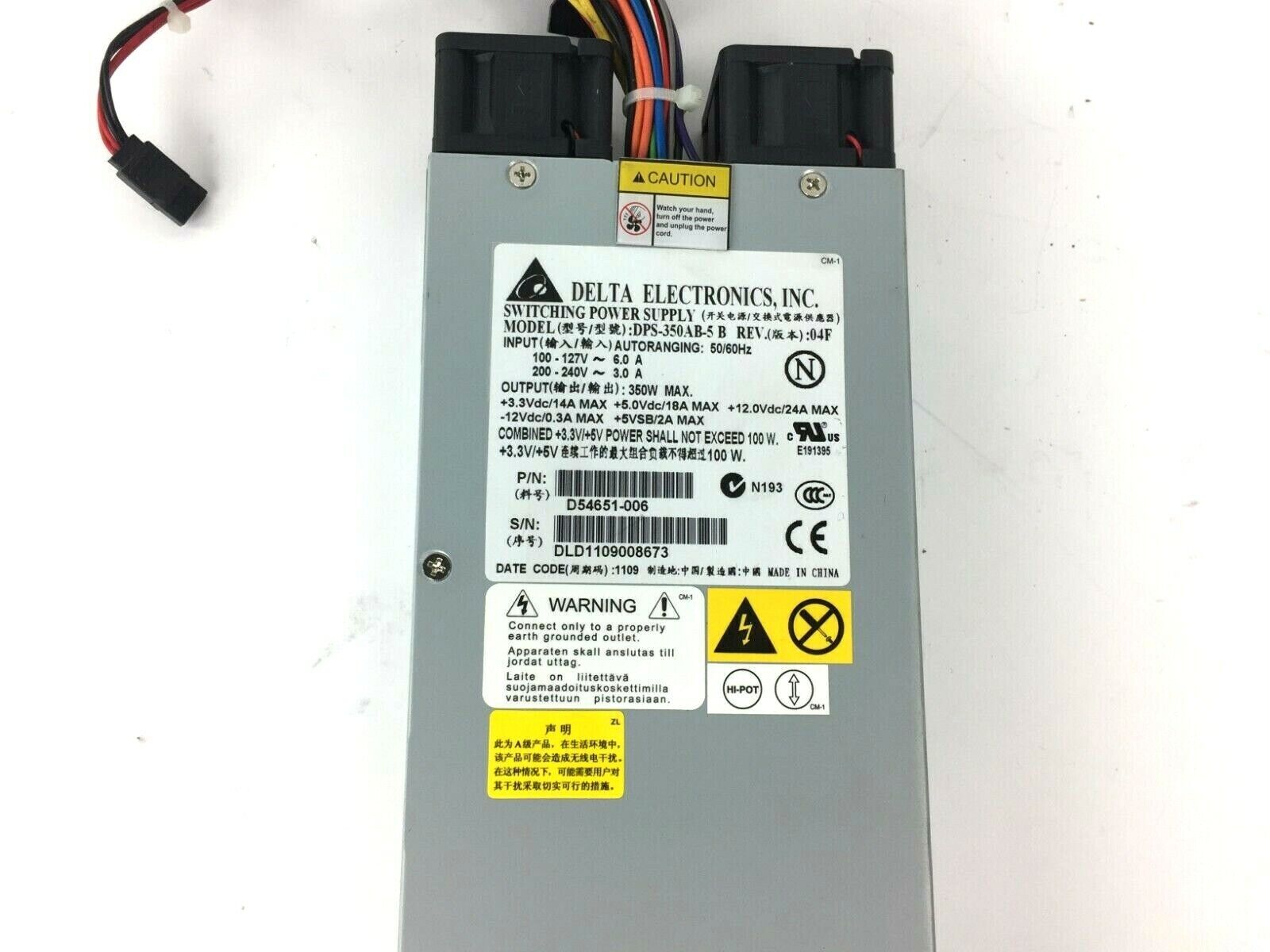 Delta Electronics DPS-350AB-5 B REV:04F D54651-006 1U 350W Power Supply