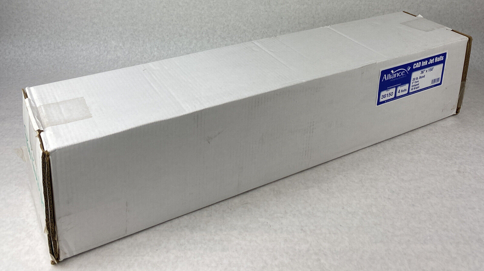 Lot( 3 ) Alliance 36150 Wide Format Paper 36"x150'x2" CAD Bond Rolls 92 Bright