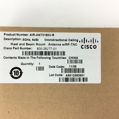 Cisco 800-26277-01 AIR-ANT5160V-R Mast and Beam Mount 5GHz, 6dBi Omnidirectional