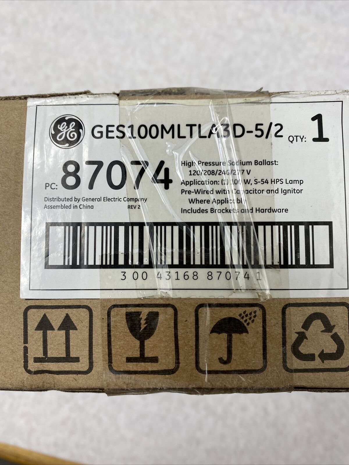 General Electric GES100MLTLA3D-5/2 High Pressure Sodium Ballast 120/208/240/277V