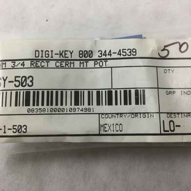 DIGI-KEY 50k OHM 3/4 Rect Cerm MT POT 3006Y-503 (Lot of 7)