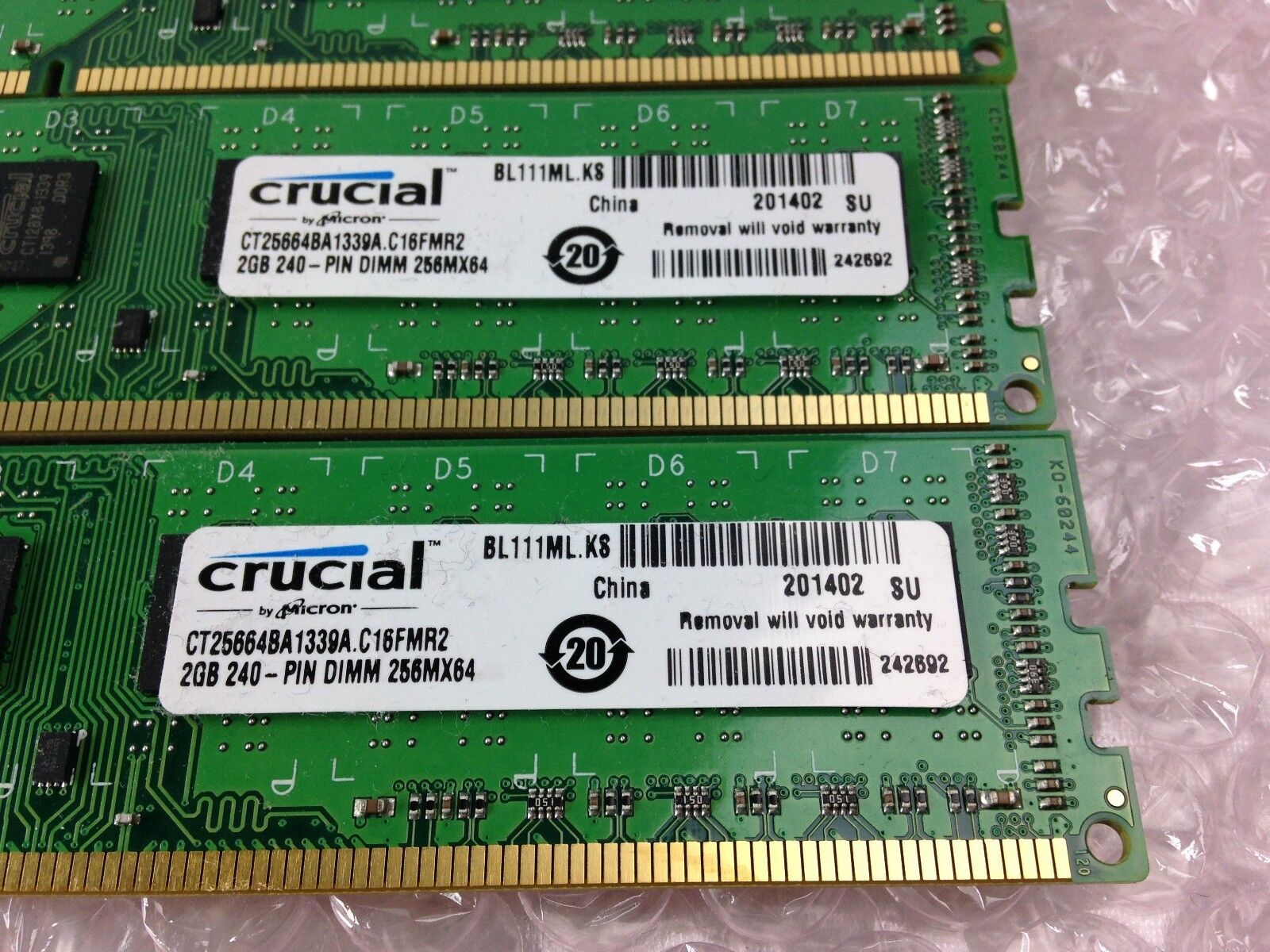 Crucial 12GB Lot (6x2GB) 240-Pin DIMM 256MX64 Memory CT25664BA1339A.C16FMR2