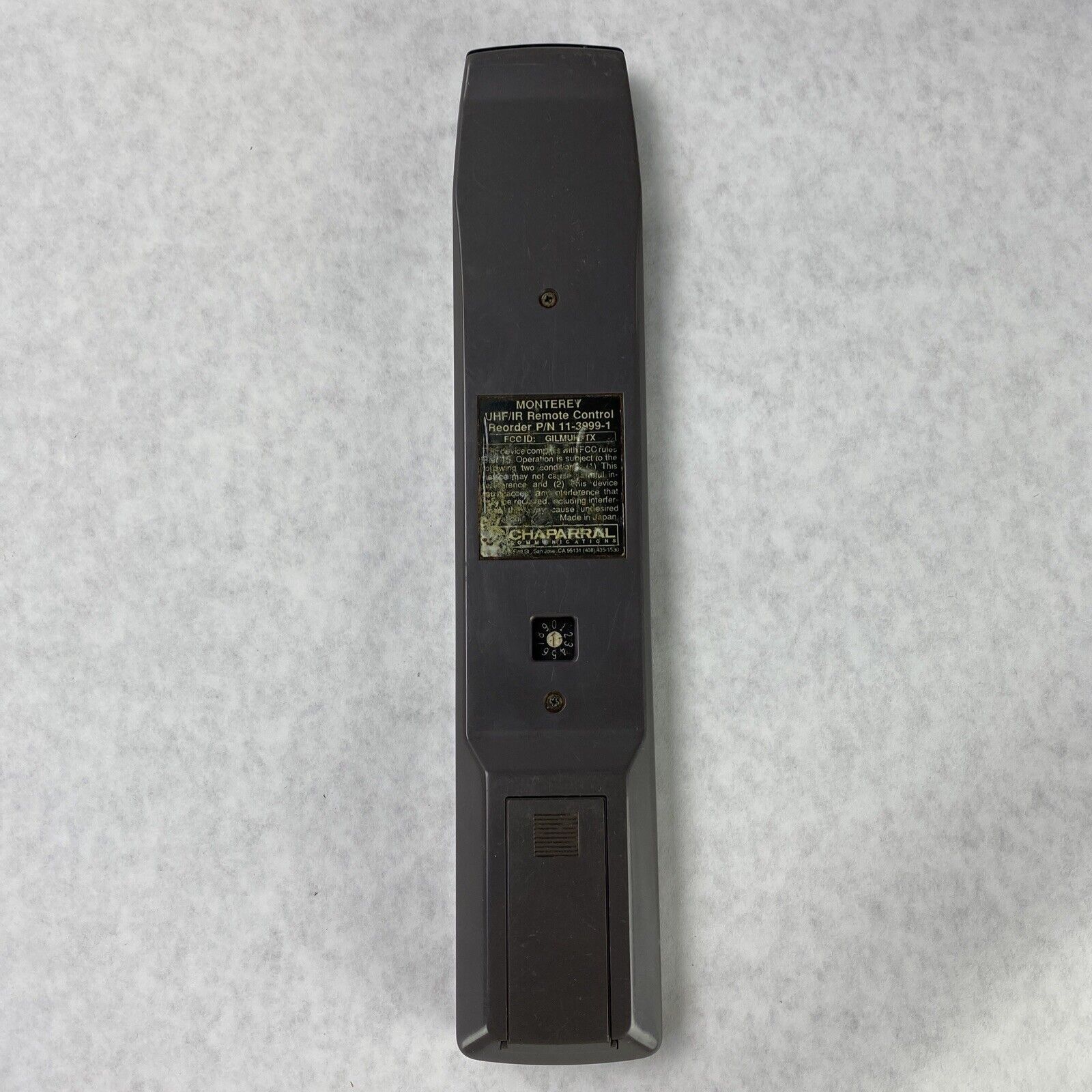 Chaparral Communications 11-3999-1 Monterey UHF/IR Remote Control BAD CHup