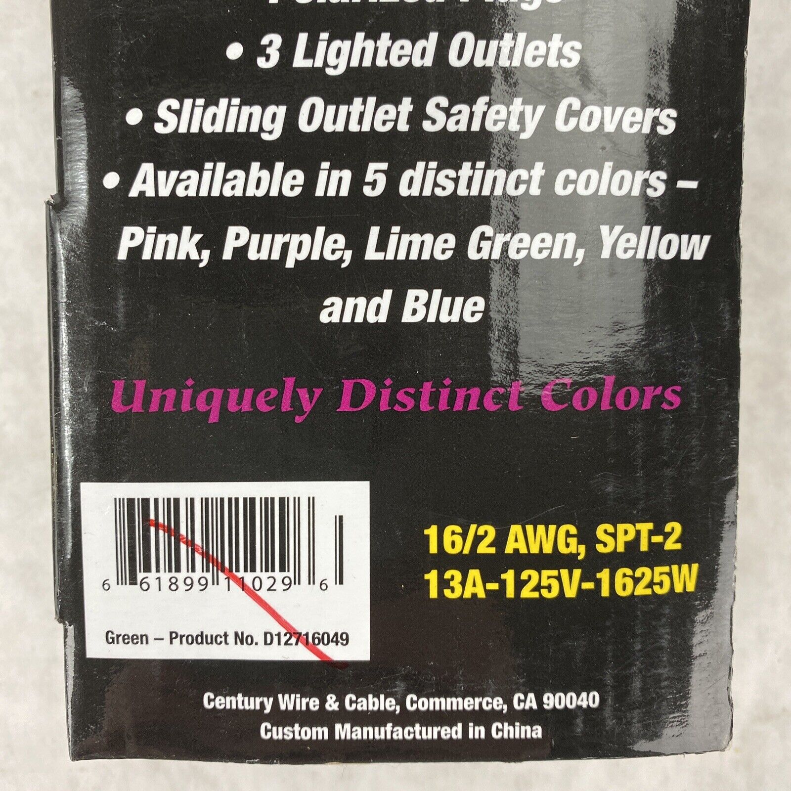 Century Wire Pro Glo 9ft Household Extension Polarized AC Power Cord Blue
