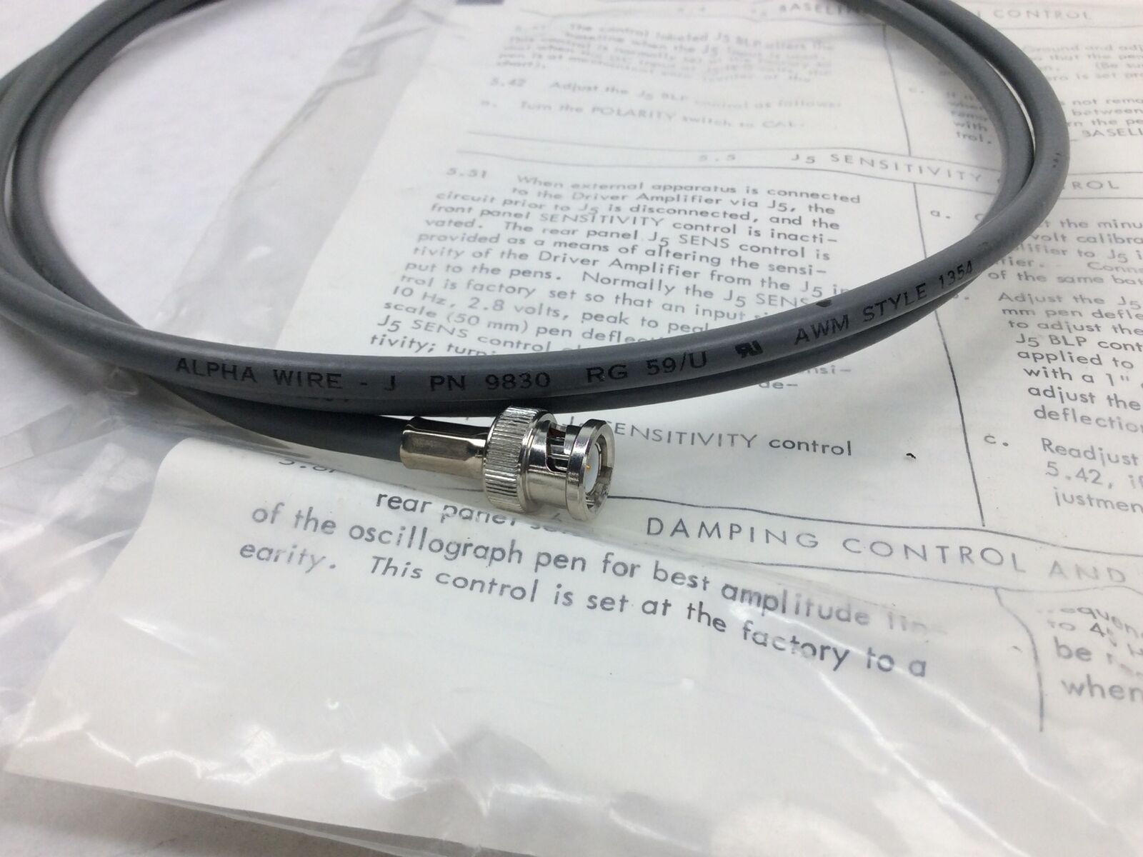 Alpha Wire - J P/N 9830 AWM Style 1354 - BNC Connector Cable - With Adapters