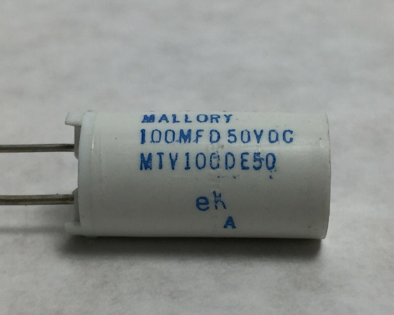 Mallory MTV100DE50 100MFD 50VDC Capacitor   NOS