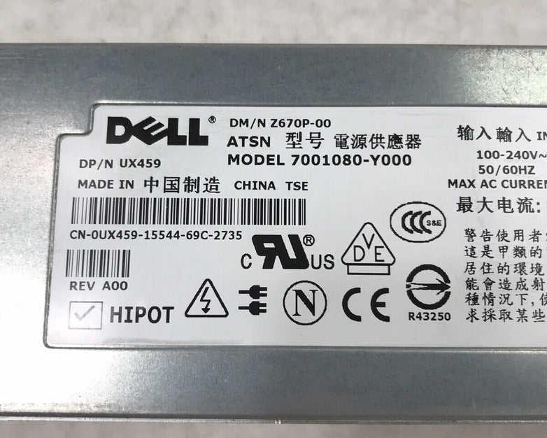 (Lot of 2) Dell Z670P-00 0HY1 670 Watt server power supply 7001080-Y100