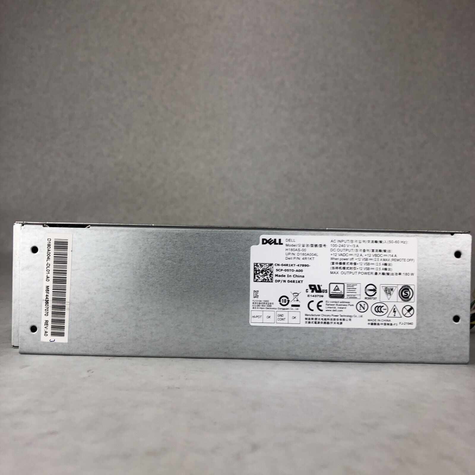 Dell Inspiron 3650 Optiplex 4R1KT 3040 5040 7040 SFF 180W Power Supply H180AS-00