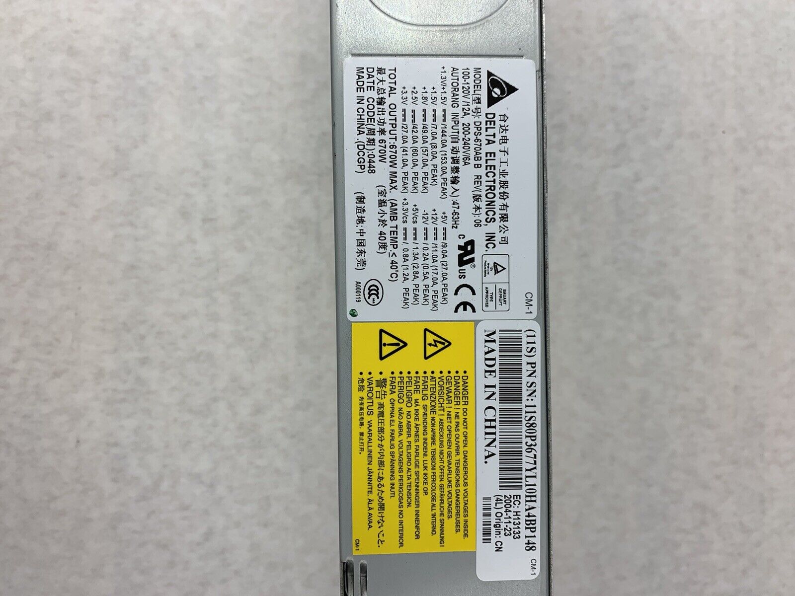 Delta Electronics DPS-670AB B 670 Watt Server Power Supply
