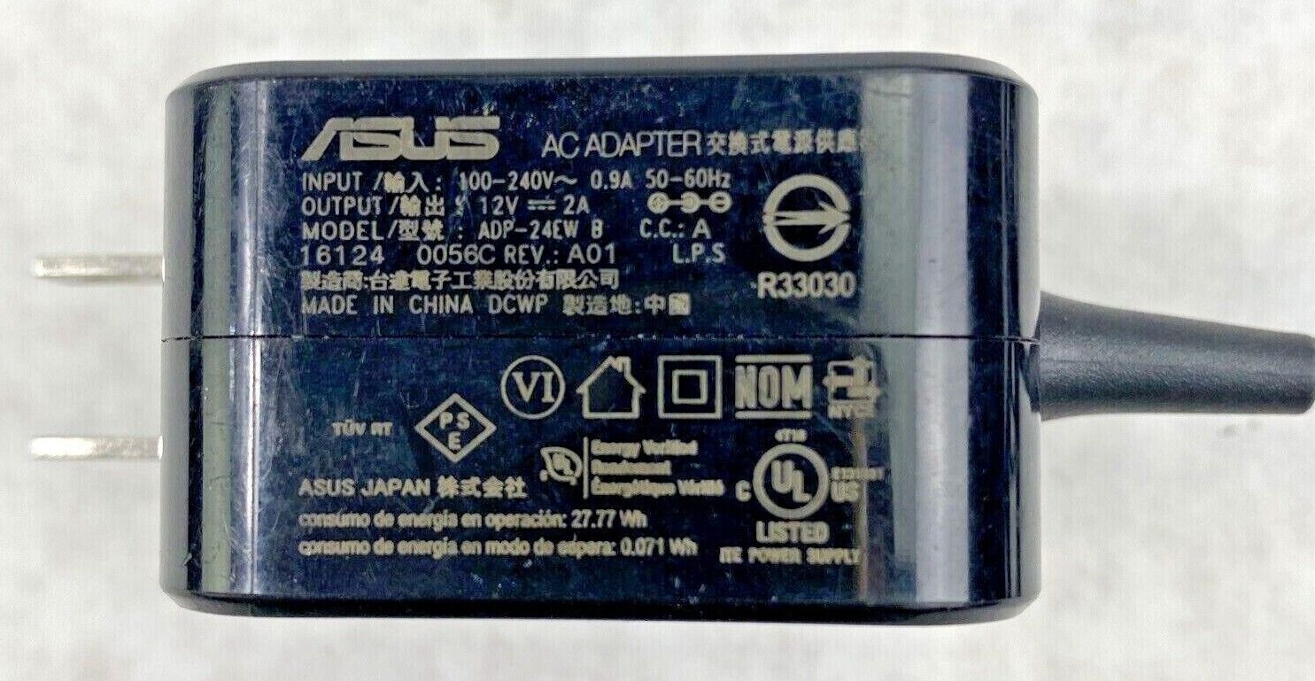Asus ADP-24EW B Genuine 24W 12V 2A Square Rectangle Connector AC Adapter PSU OEM