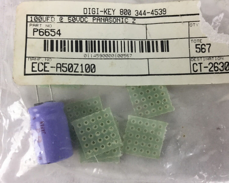 NEW PANASONIC 100UFD @ 50VDC Electrolytic Capacitor