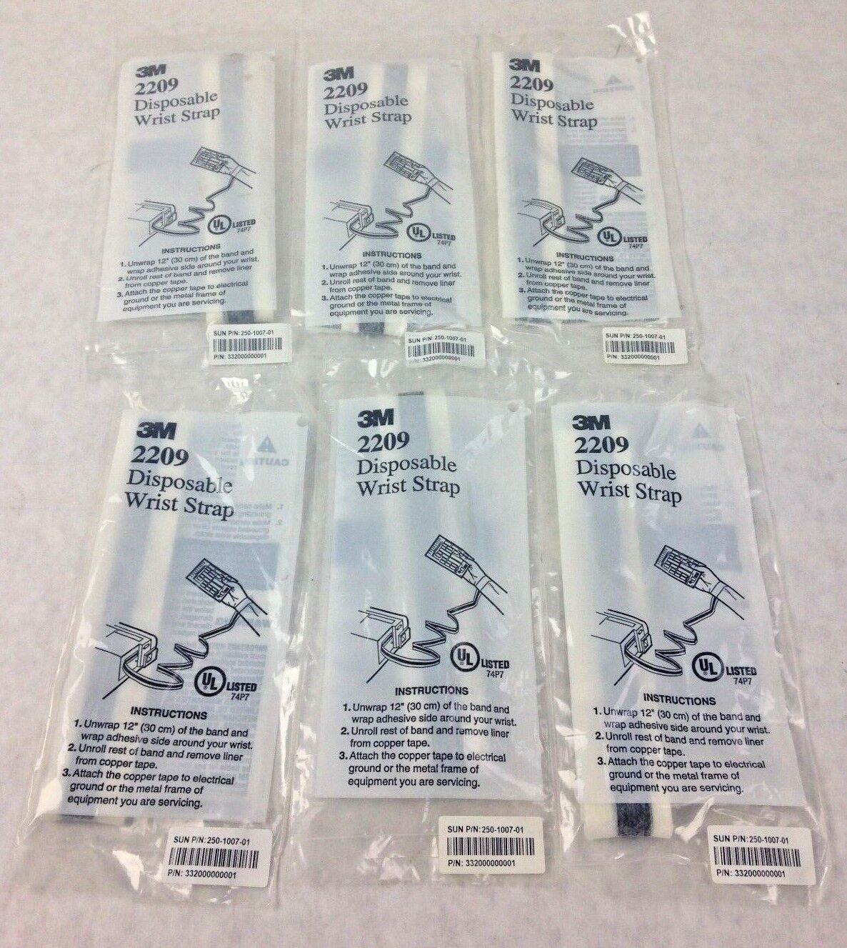 SUN 250-1007-01 Brand 3M 2209 Static Protection Wrist Grounder Lot of (6)