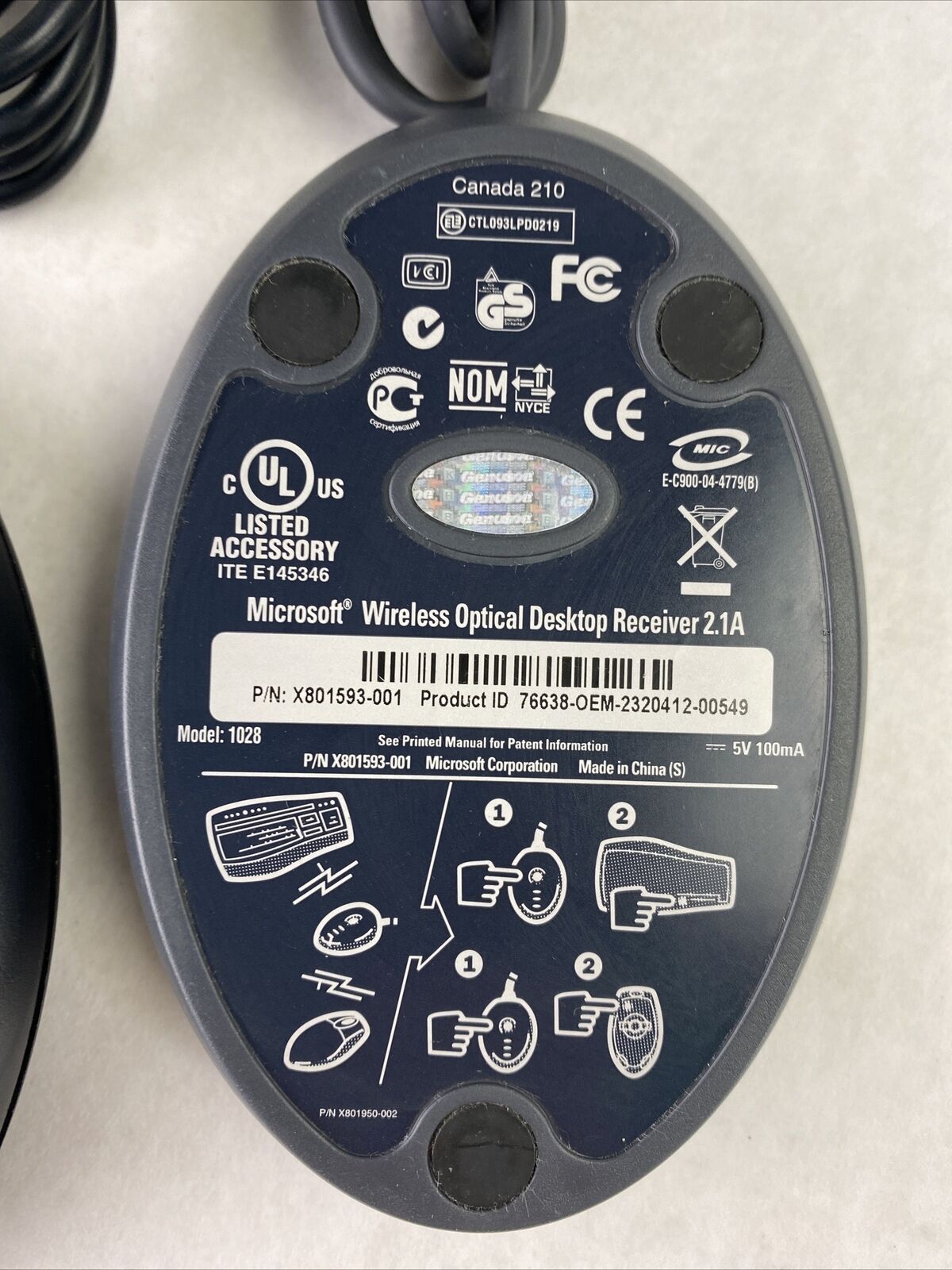 Set( 3 ) Microsoft 1012 1028 USB Wireless Optical Mouse Receiver 2.0A 2.1 2.1A