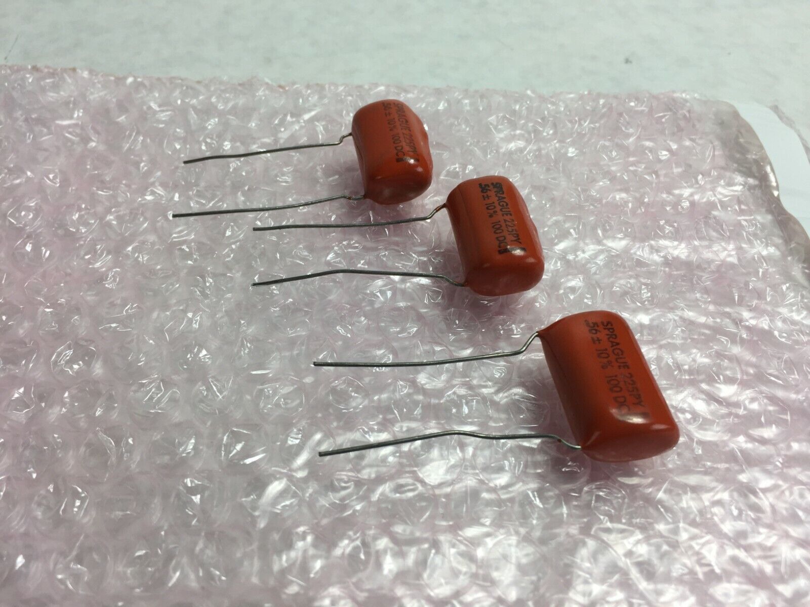 (3) Sprague 225PY .56  100 DC Orange Drop Capacitor  Lot of 3