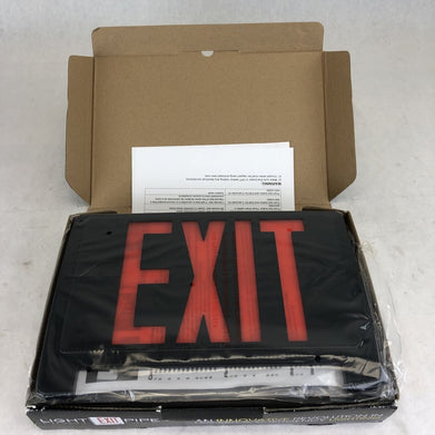 Standard Light Pipe LED Exit & Emergency Combo - Red Lettering with Black Board