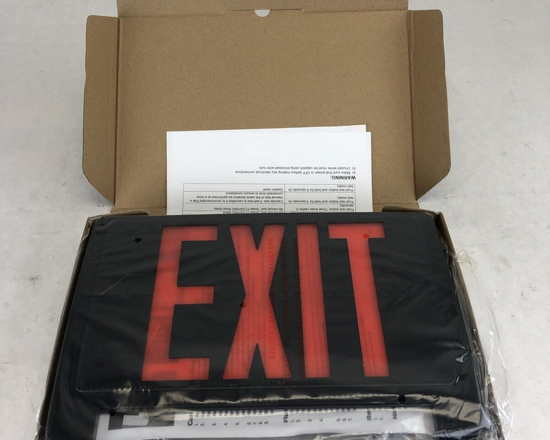 Standard Light Pipe LED Exit & Emergency Combo - Red Lettering with Black Board