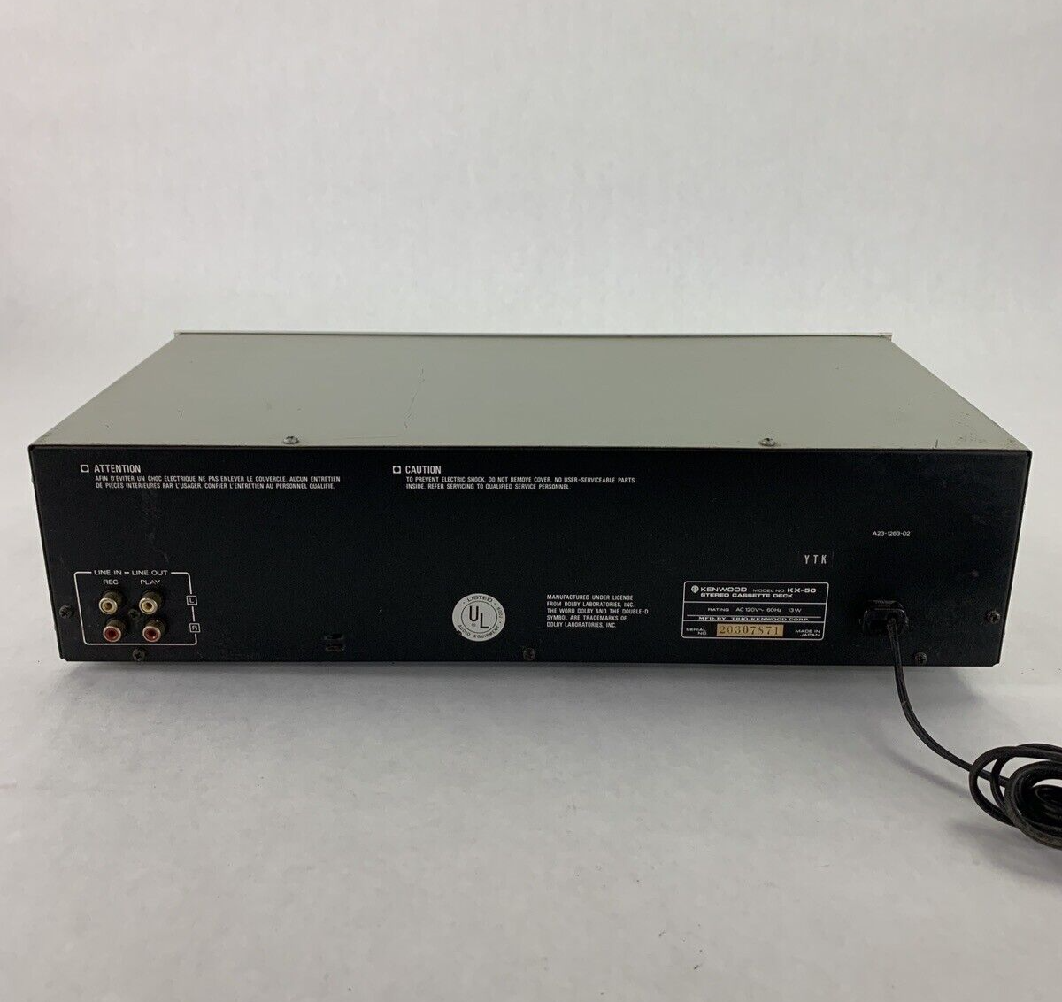 Vintage Kenwood KX-50 Stereo Cassette Deck For Parts and Repair