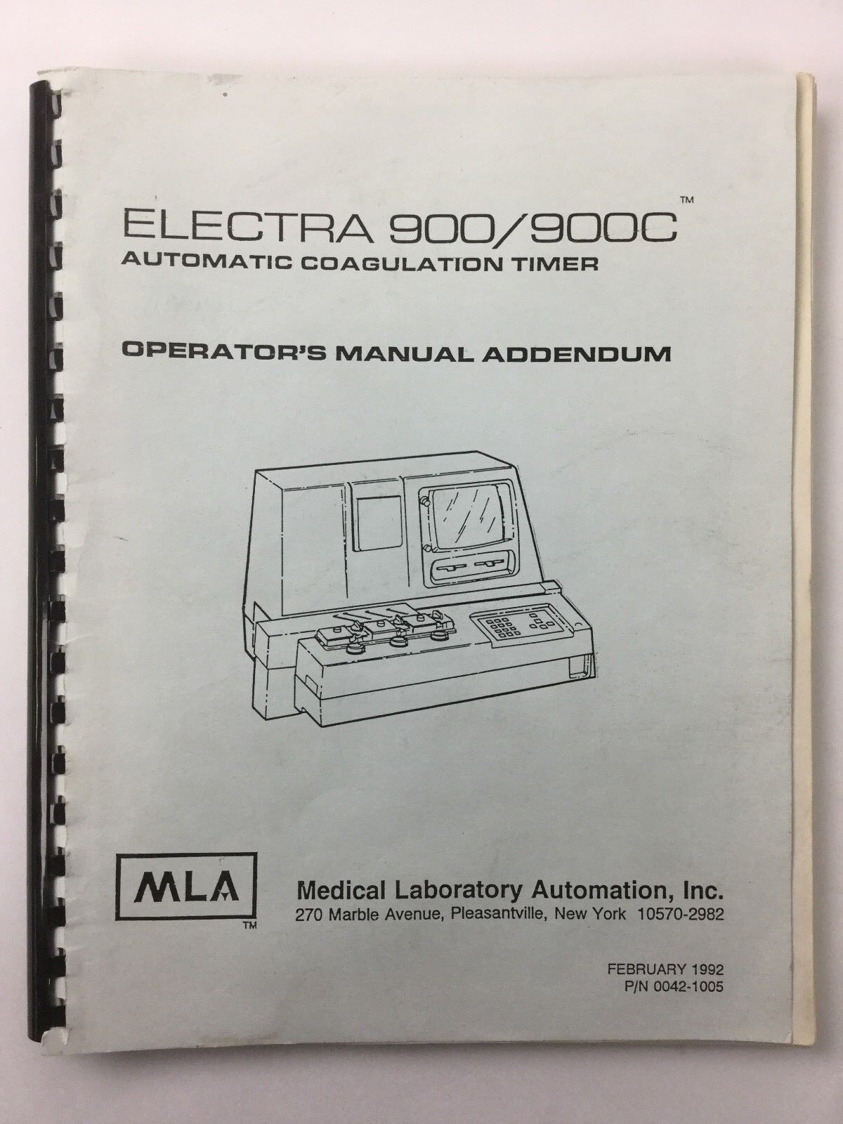 Medical Laboratory Operators Manual ADDENDUM for Electra 900 and 900C