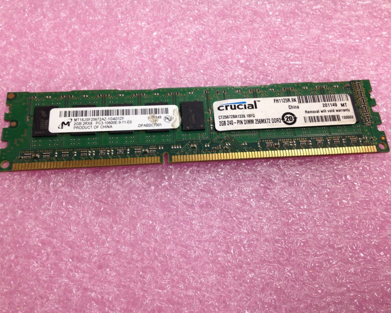 2GB Micron HP 500209-562 PC3-10600E DDR3 2Rx8 Unbuffered ECC Server Memory