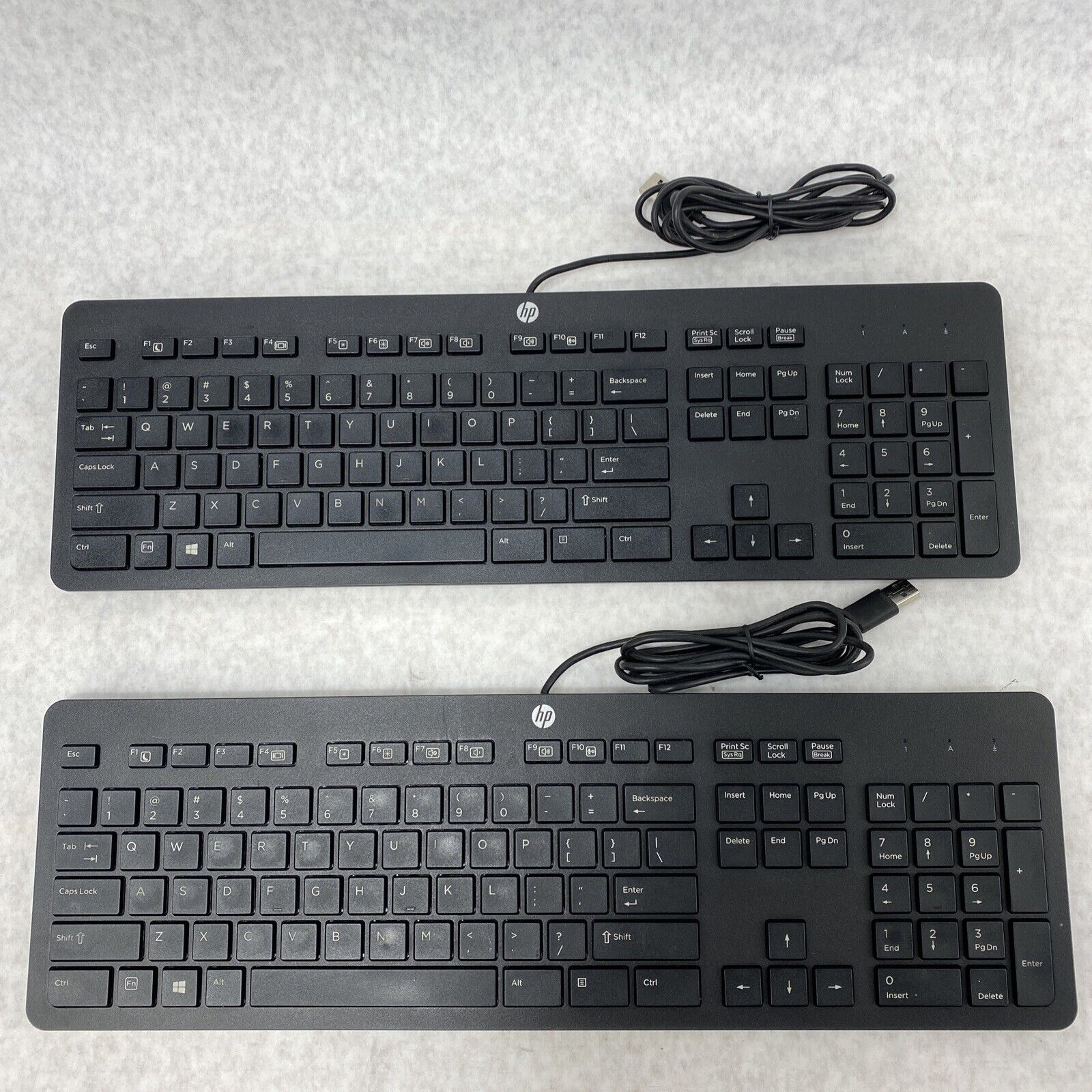 Lot(2) HP PH0U Slim USB Wired 105 key QWERTY Keyboard Black