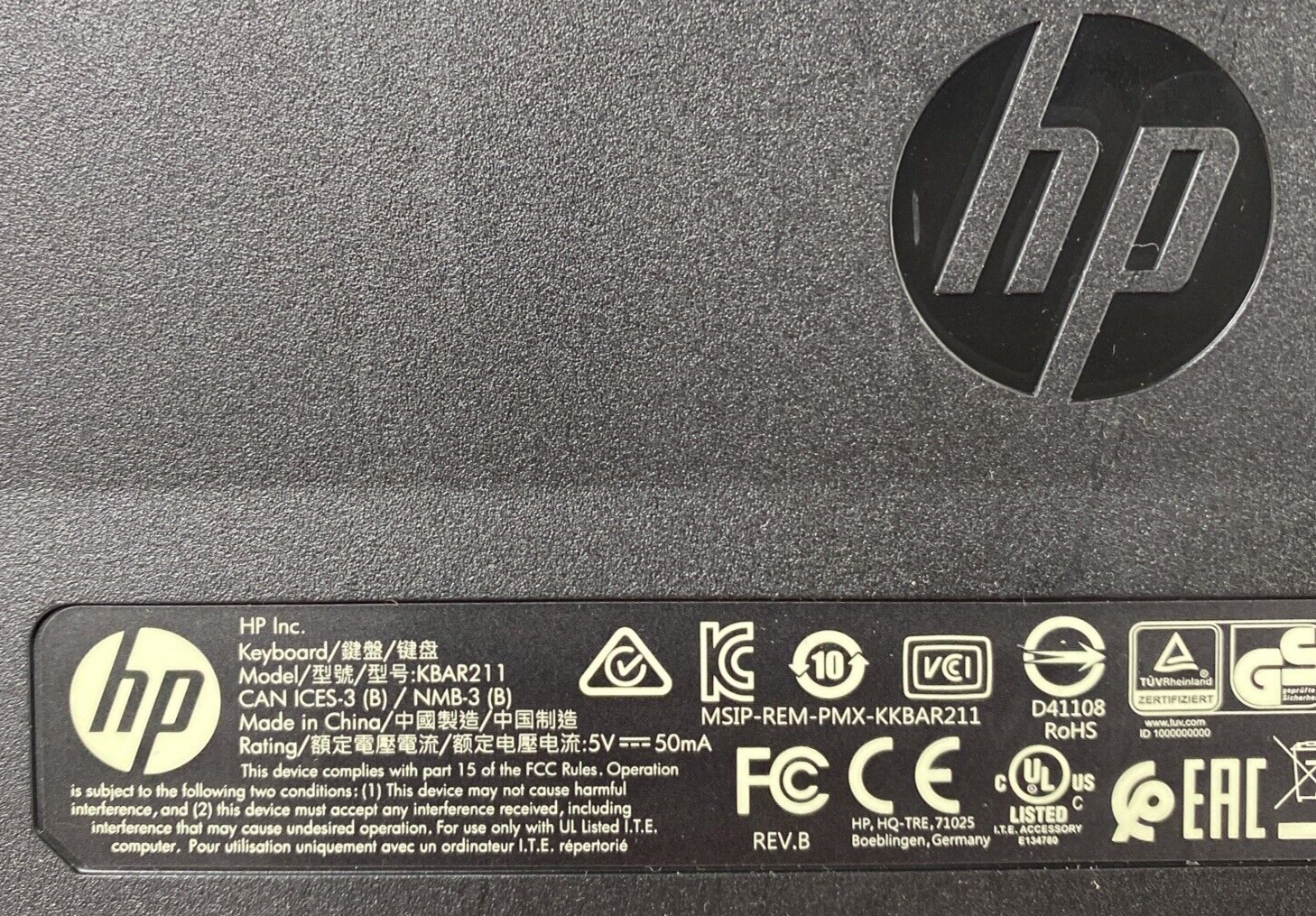 Lot(2) HP 803181-001 Slim USB Wired Enhanced Keyboard KBAR211 Genuine OEM