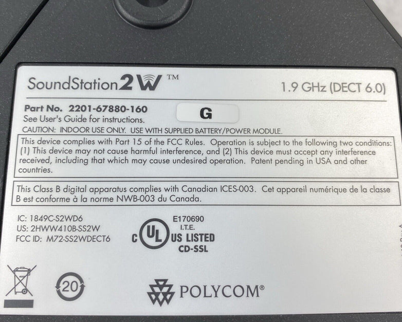 Lot of 2 Polycom SoundStation 2201-67880-160 2W 1.9GHz Speaker Conference Phone
