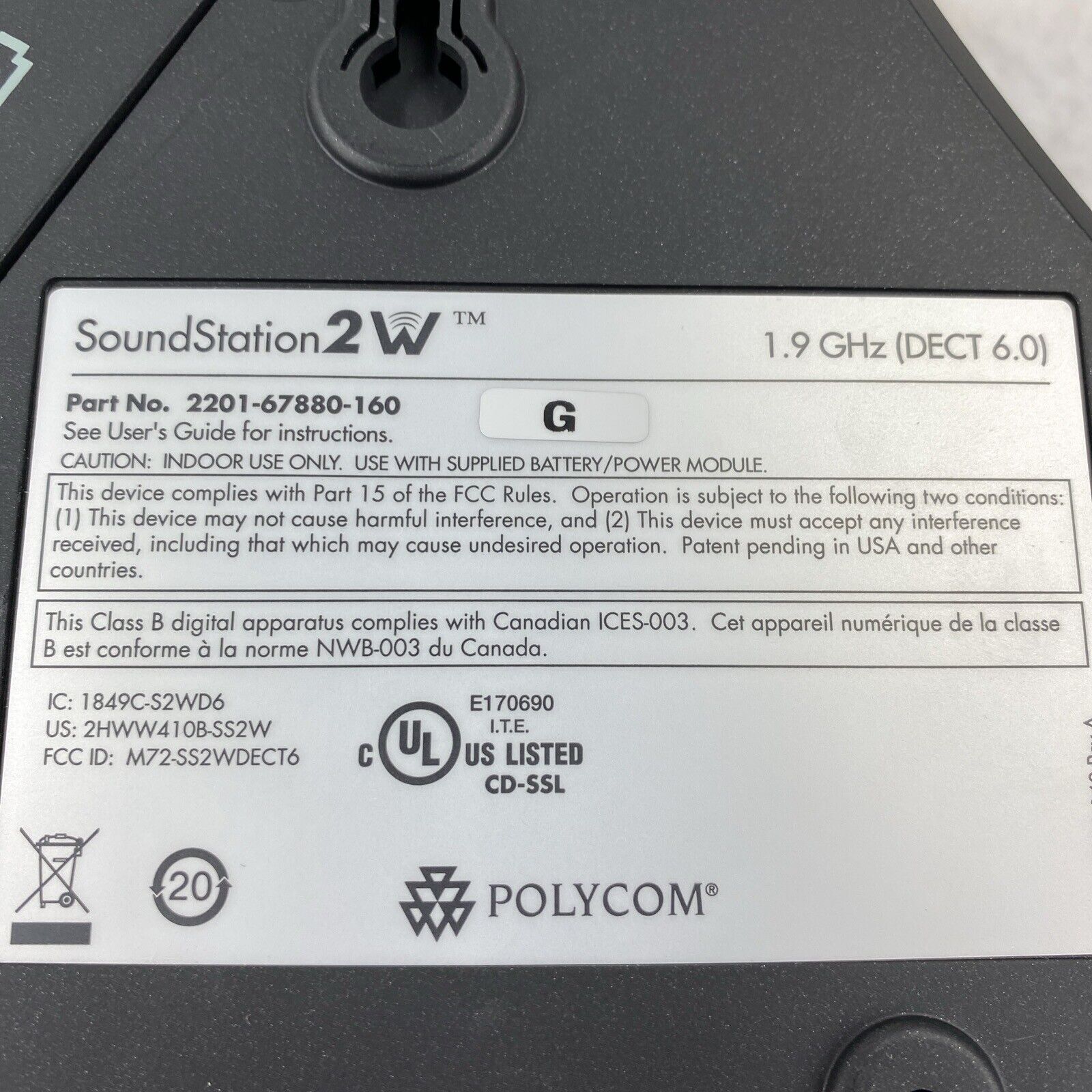 Lot of 2 Polycom SoundStation 2201-67880-160 2W 1.9GHz Speaker Conference Phone