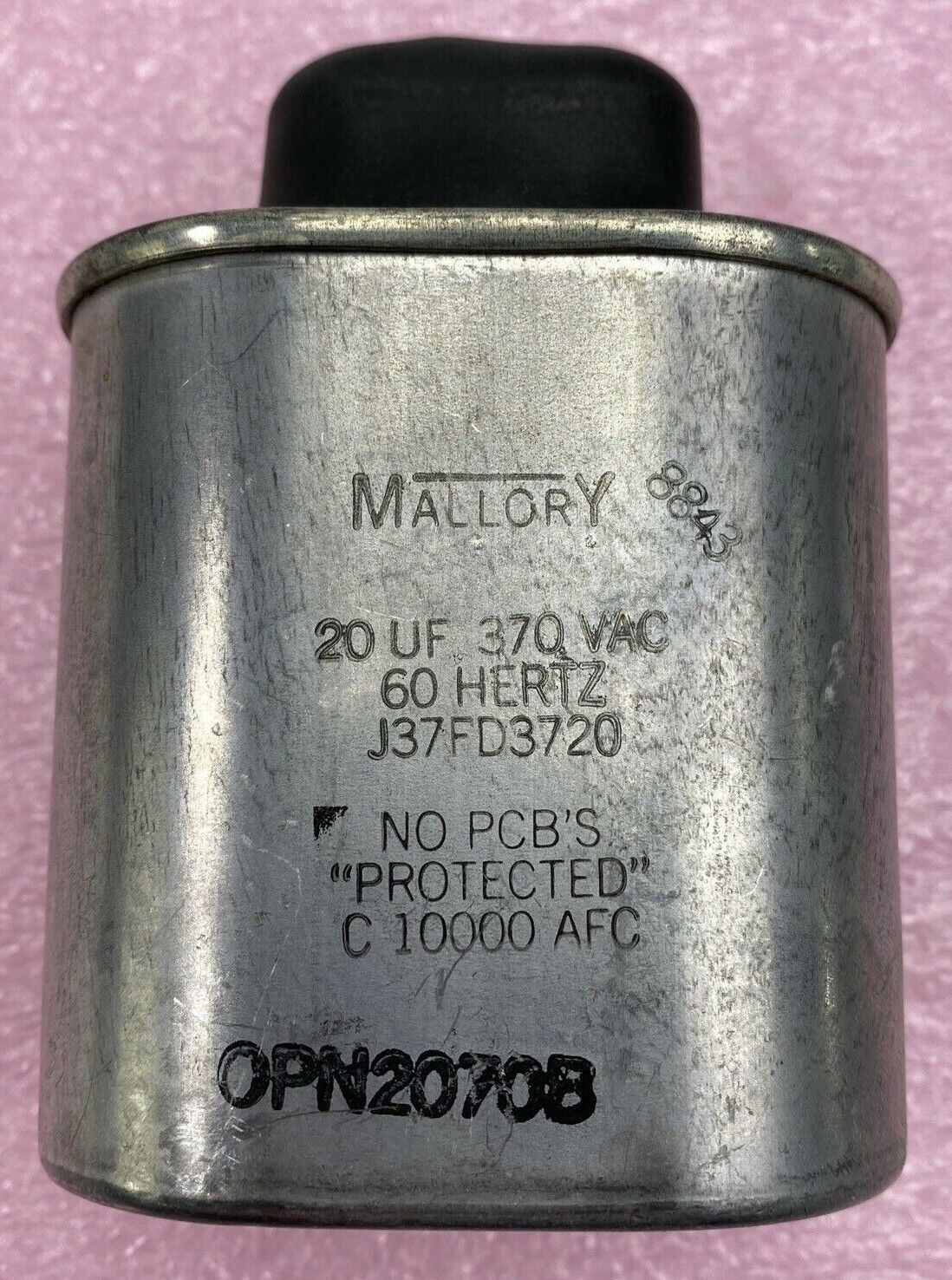 Mallory 8843 20uF 370 VAC motor capacitor J37FD3720 OPN2070B