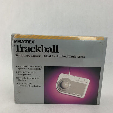Memorex Trackball Mouse Ergonomic PC Wired Vintage NOS 3202-2313