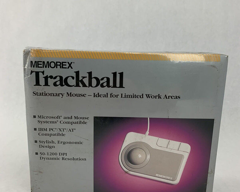 Memorex Trackball Mouse Ergonomic PC Wired Vintage NOS 3202-2313