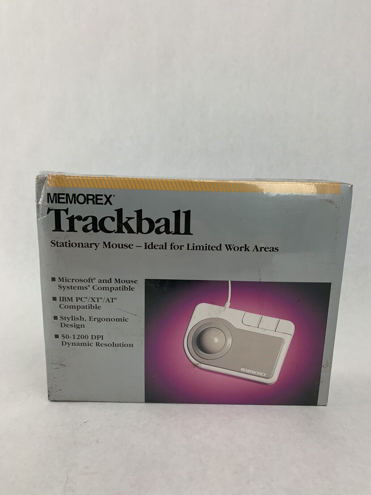 Memorex Trackball Mouse Ergonomic PC Wired Vintage NOS 3202-2313
