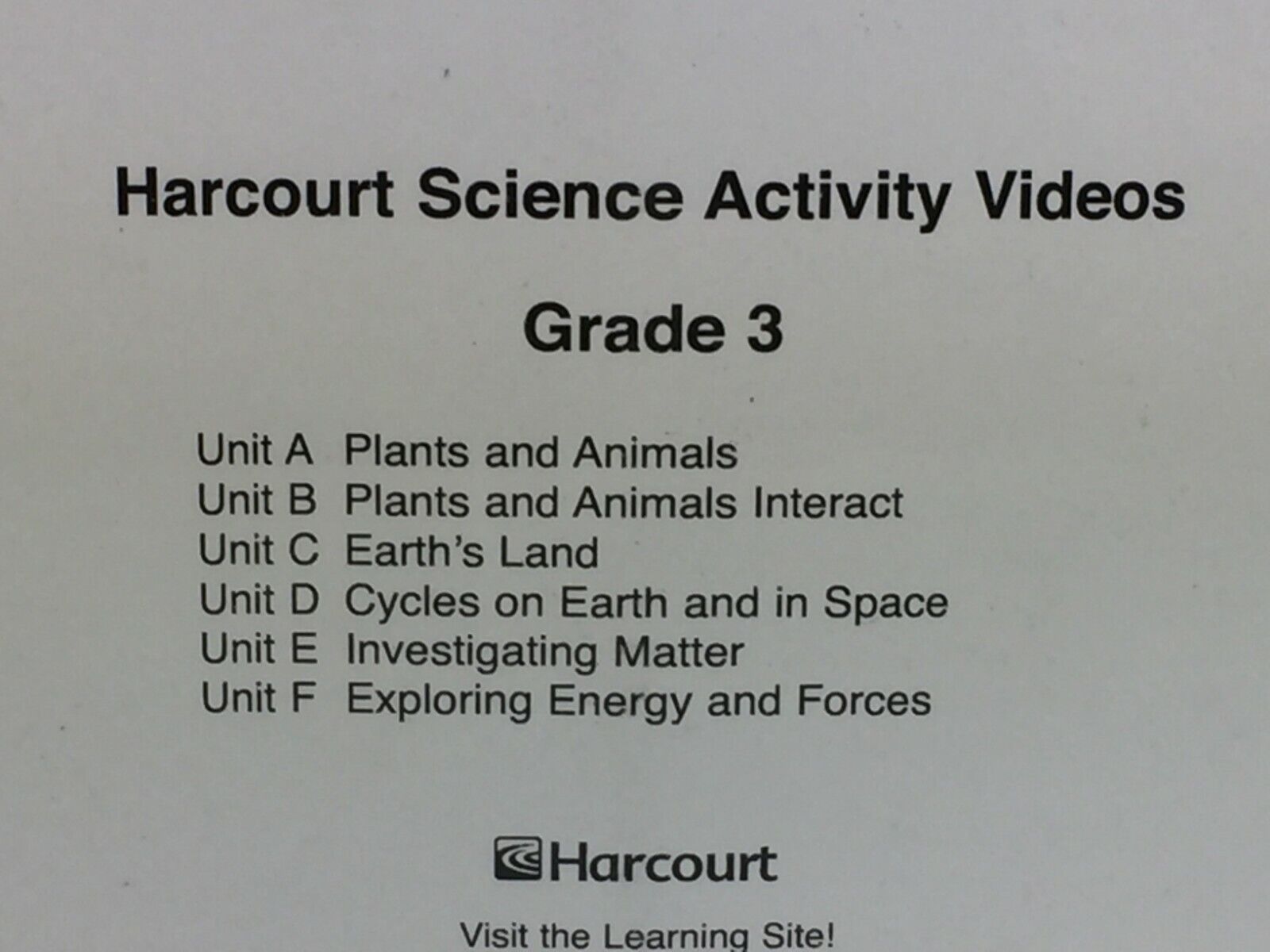 Harcourt Science Activity Videos Grade 3 Units A-F  Factory Sealed   6 VHS Tapes