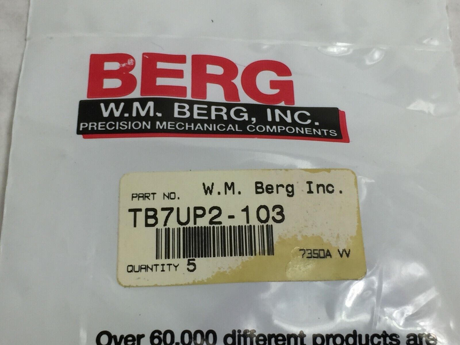 W.M. Berg O-Ring TB7UP2-103  Factory Sealed Package of 5  NOS