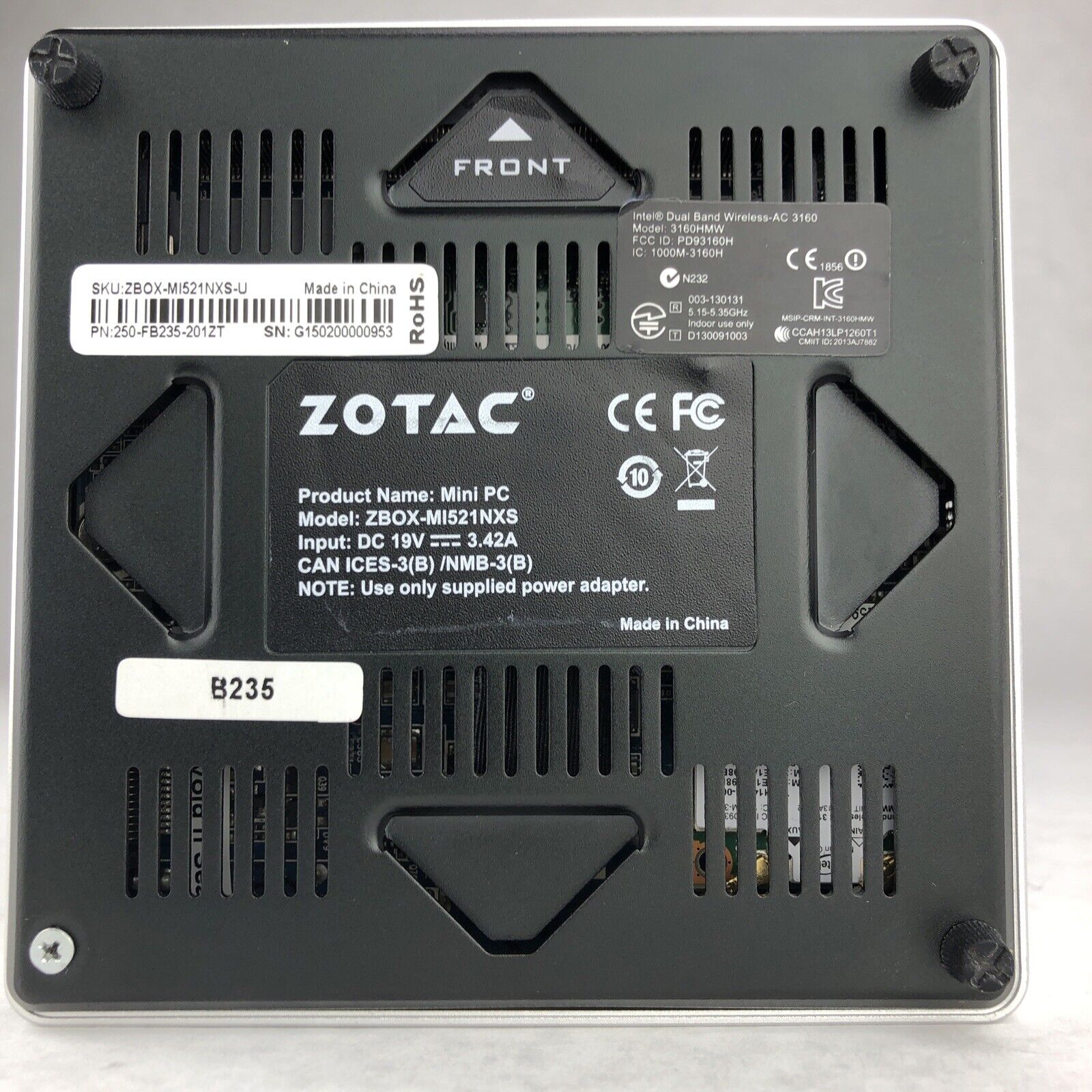 ZOTAC ZBOX-MI521NXS-U Mini i3-4030U 1.90GHz 4GB RAM WiFi No SSD No AC Adapter