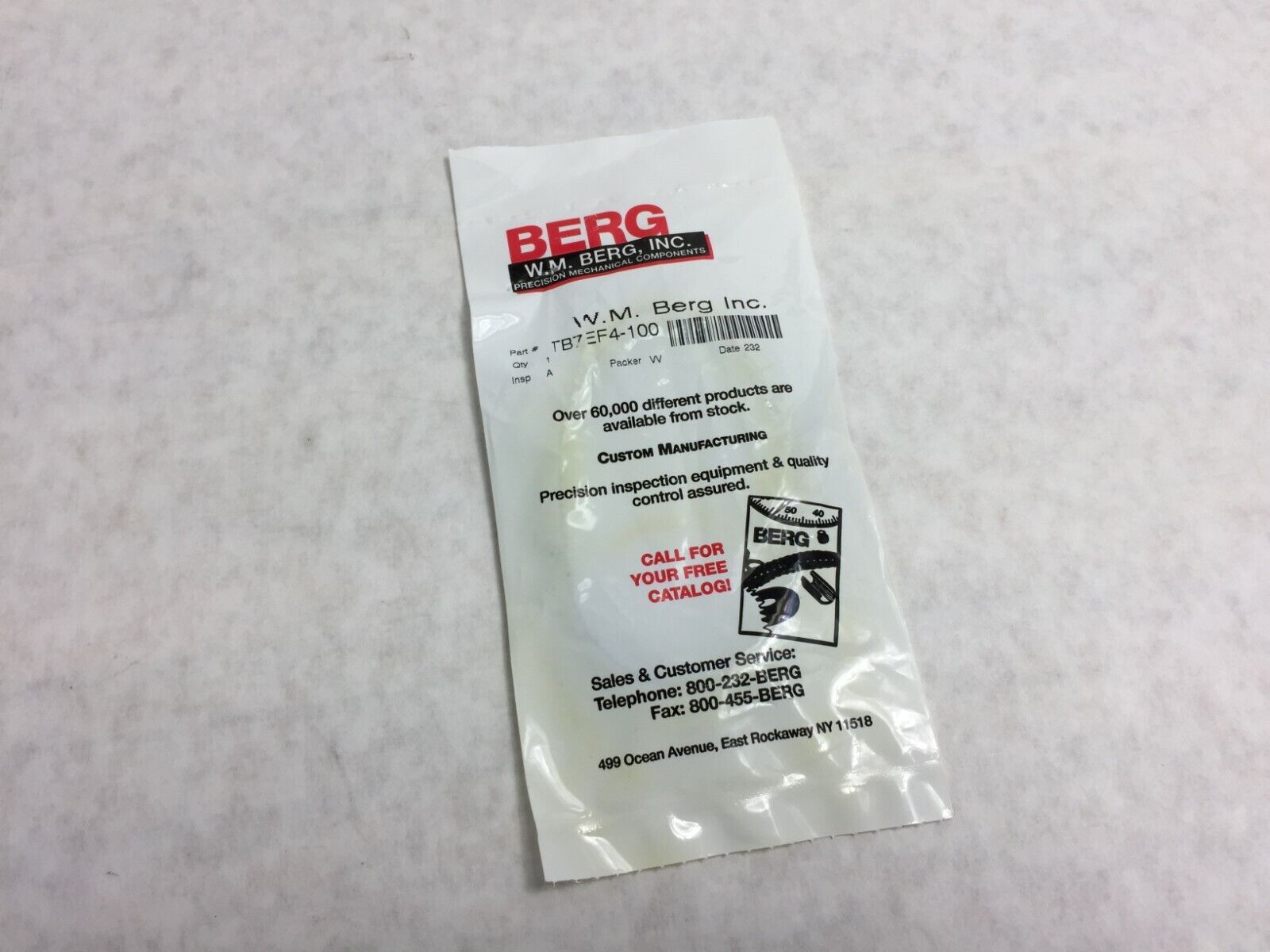 W.M. Berg O-Ring TB7EF4-100  Factory Sealed Package  NOS