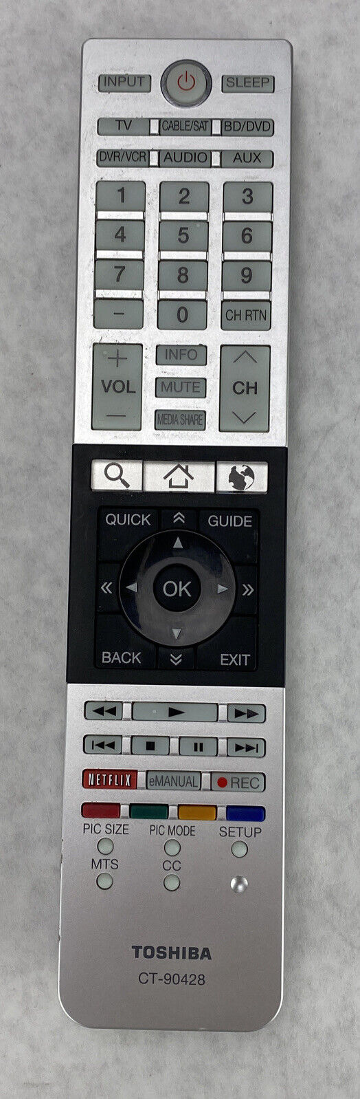 Toshiba CT-90428 Genuine OEM Remote Control for 32L4300U 39L4300U 50L4300U