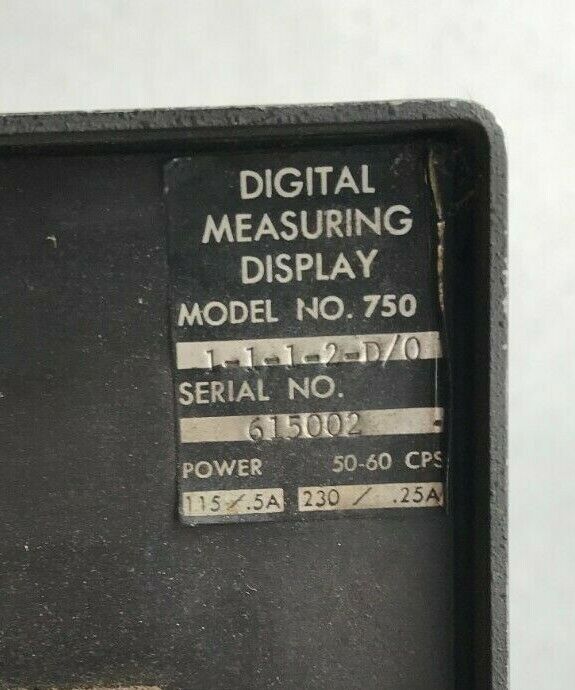 Digital Measuring Display Model 750 DRC 500 X Axis 1-1-1-2-D/0