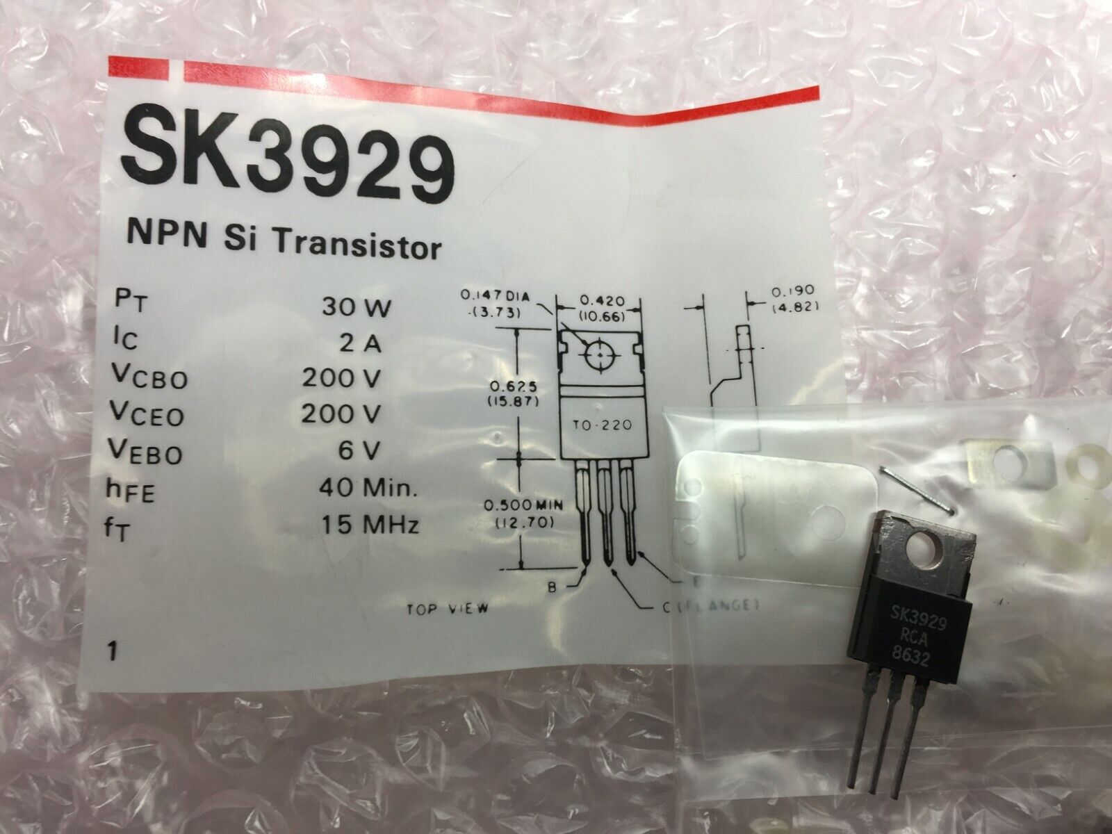 NOS RCA SK3929 NPN Si Transistor  Lot of 4