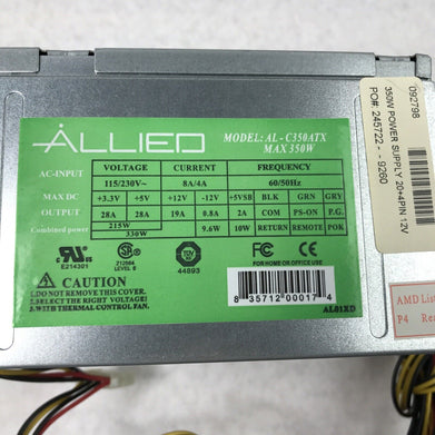Allieo AL-C350ATX 350W 60Hz 230V Power Supply (Tested and Working)