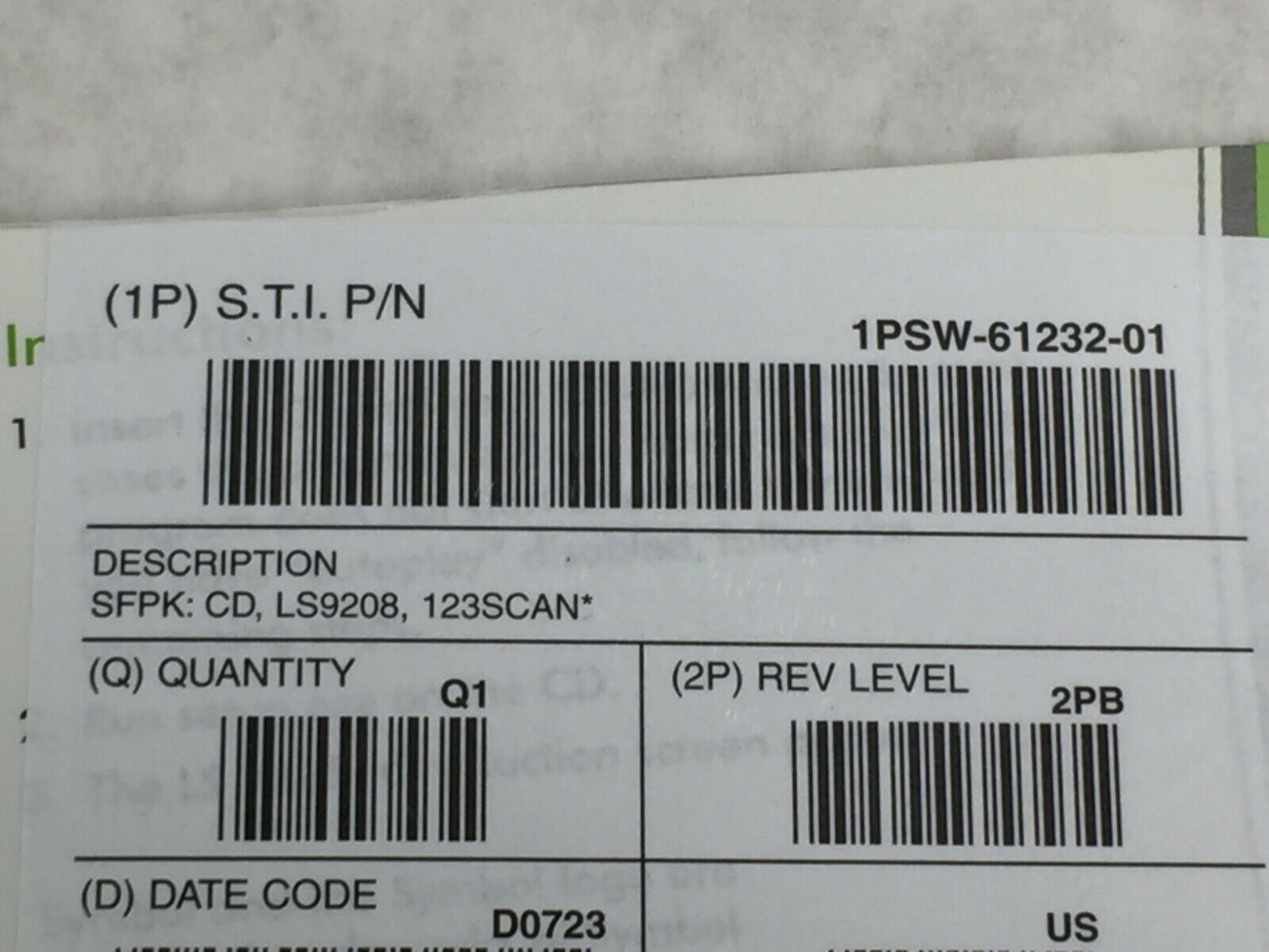 Genuine Symbol Technologies CD ONLY for LS9208    1PSW-61232-01   Factory Sealed