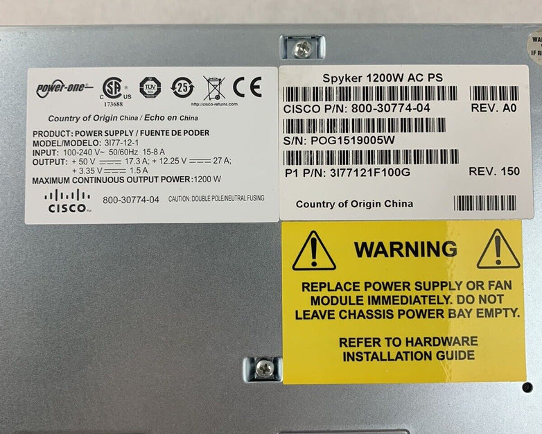 Cisco ASA 5585-X  AC Power Supply 1200 W ASA5585-PWR-AC 800-30774-04