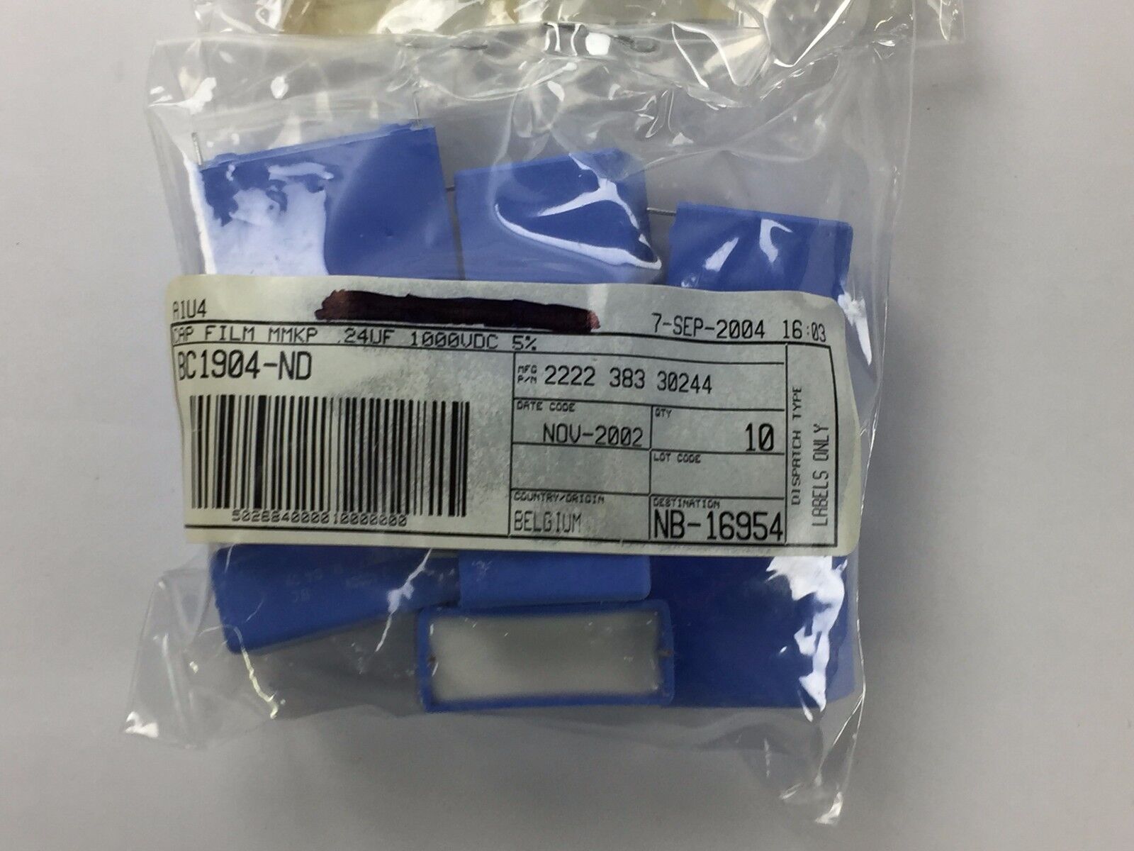 Vishay BC Components 2222 383 30244 CAP FILM MMKP .24 UF 1000UDC 5%